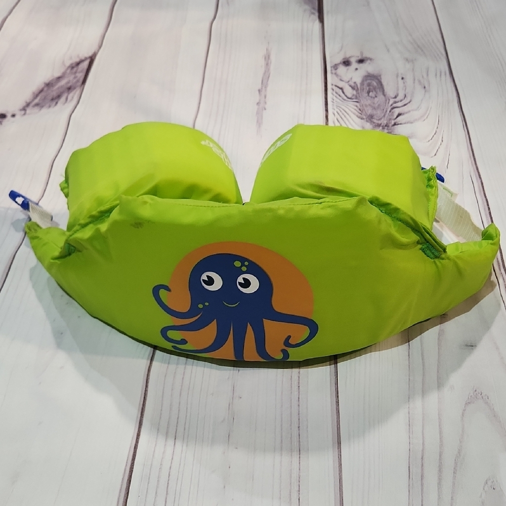 Coleman Kids Swim Vest - Green with Blue Octopus